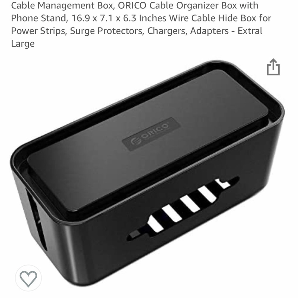 XL Cable Management Organizing Box W Phone Stand